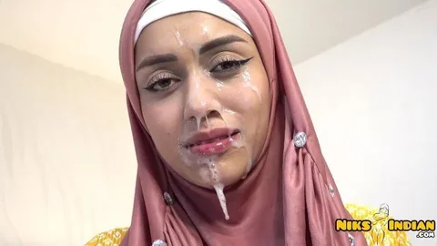 Hijabi Muslim Slut Cum Drenched after Hard Fuck by Step Brother