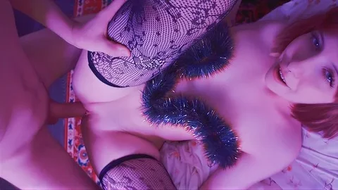 Step-bro Gave Her the Hottest New Year's Orgasm Right by the Christmas Tree! ...