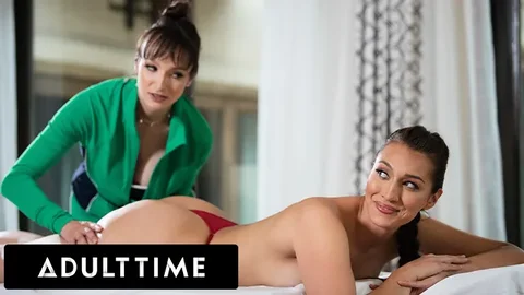 Shy Bella Rolland Turned on by Milf Lexi Luna During Sensual Naked Massage! S...