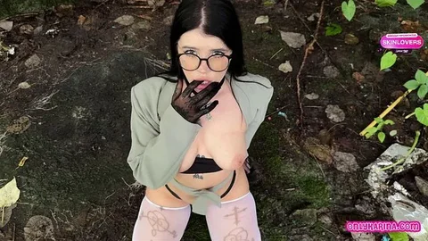 Huge Cock Fucks Nymphomaniac Slut with Glasses in Abandoned Place