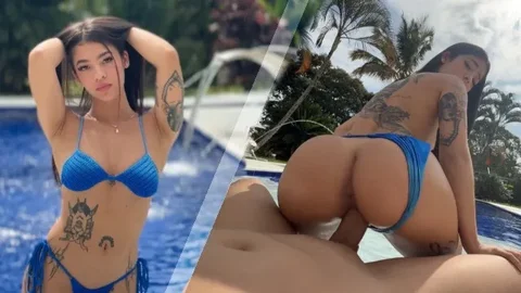 Sexy Colombian is Fucked in the Pool, She Loves Big Cock!